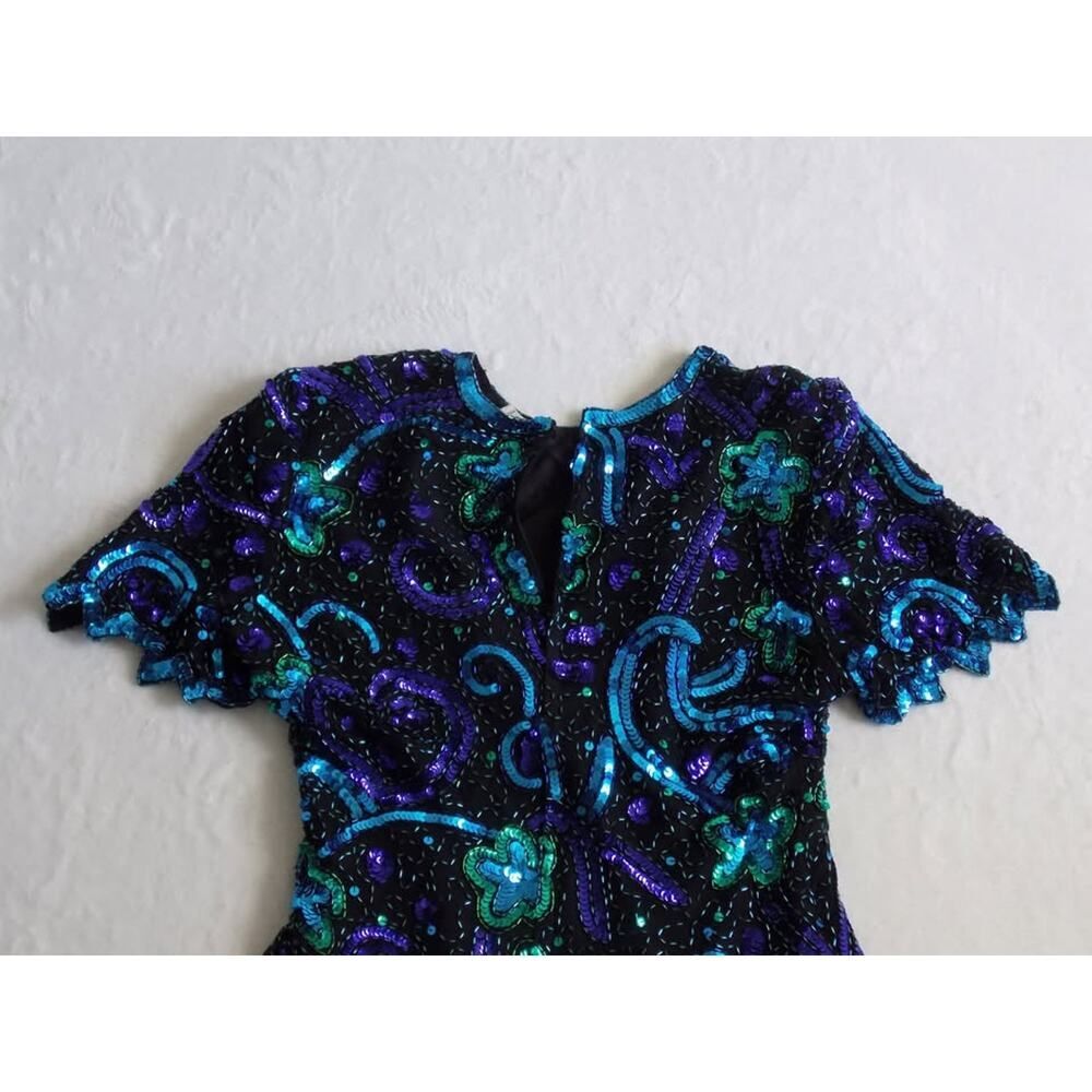 Vintage VTG Laurence Kazar Blue Medium Blouse 80s 90s India‎